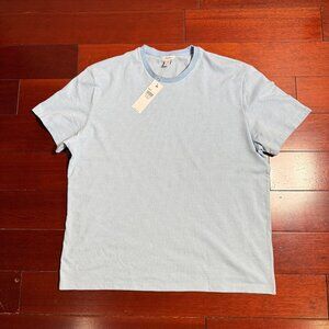 Calvin Klein Short Sleeve Light Blue Cotton Grid Texture Pique Crew Neck Tee XXL